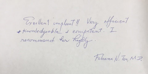 Hand written Testimonial
